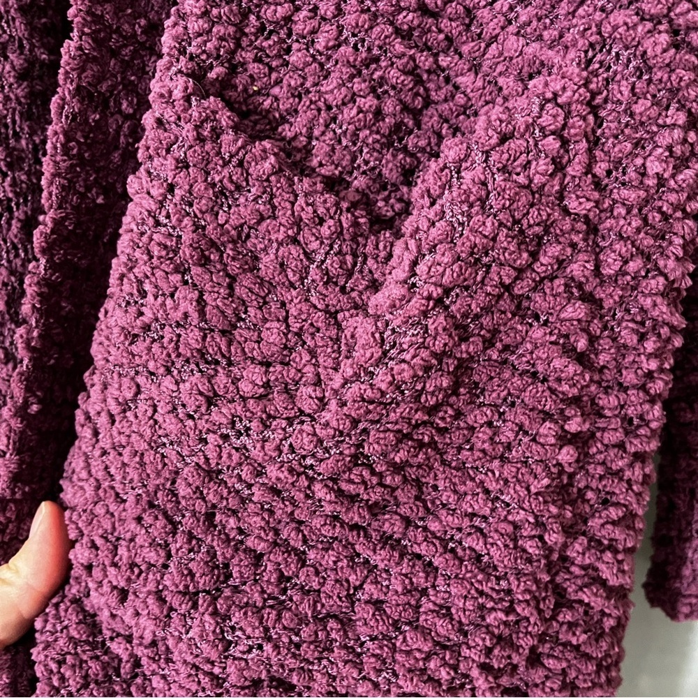 Zenana Falling for You Open Front Popcorn Cardigan Women's XL Eggplant Purple - Picture 6 of 8